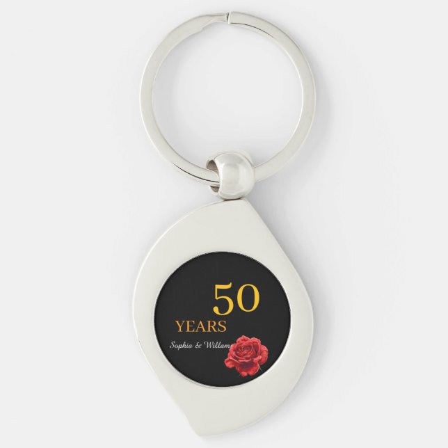 Elegant Floral Keepsake – Romantic Red Rose Gift Keychain (Front)