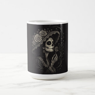 Elegant Floral La Catrina Illustration Coffee Mug
