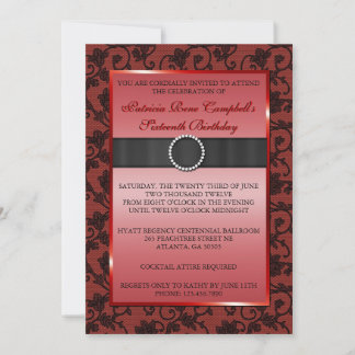 Elegant Floral Lace Invite [Red]