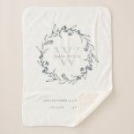 Elegant Floral Laurel Wreath Monogram Baby Stats Sherpa Blanket<br><div class="desc">If you need any further customisation please feel free to message me on yellowfebstudio@gmail.com.</div>