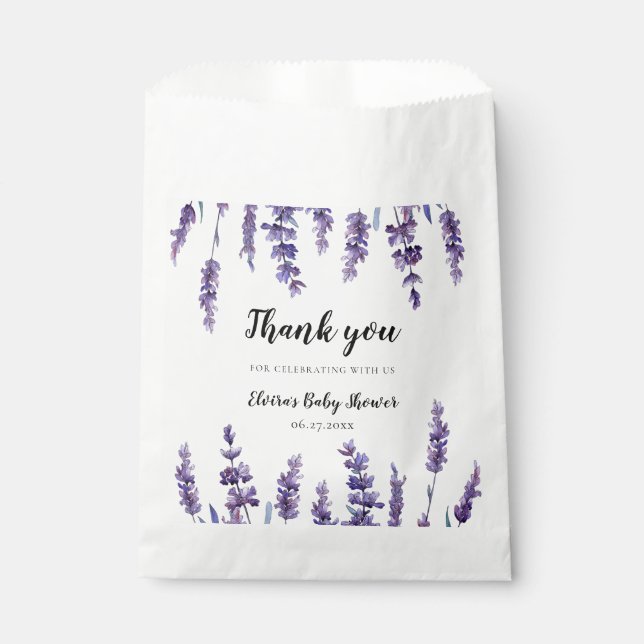 Elegant floral lavender Baby Shower Favour Bag (Front)