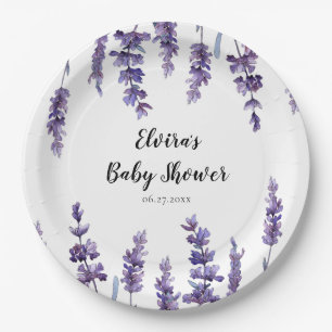 Elegant floral lavender Baby Shower Paper Plate