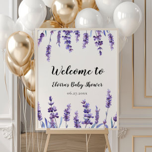 Elegant floral lavender Baby Shower welcome Poster