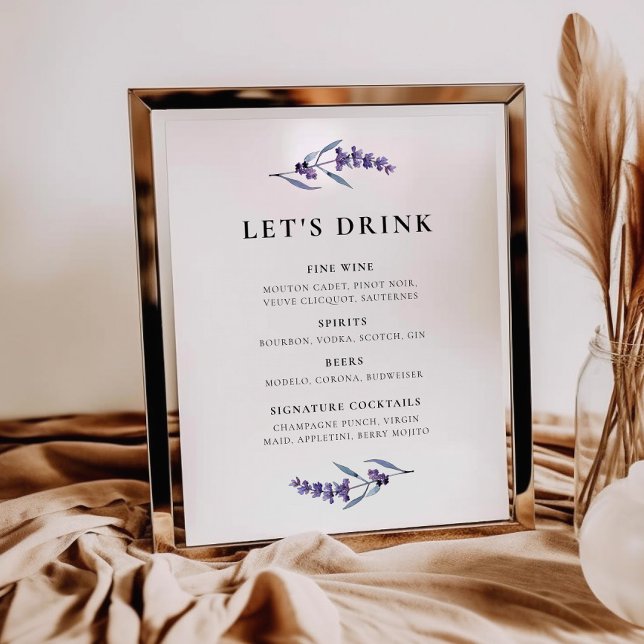 Elegant Floral Lavender Bar menu Poster (Creator Uploaded)