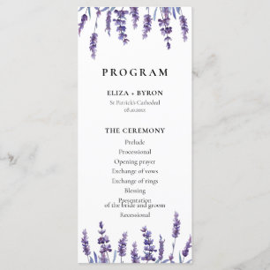Elegant floral lavender double sided wedding program