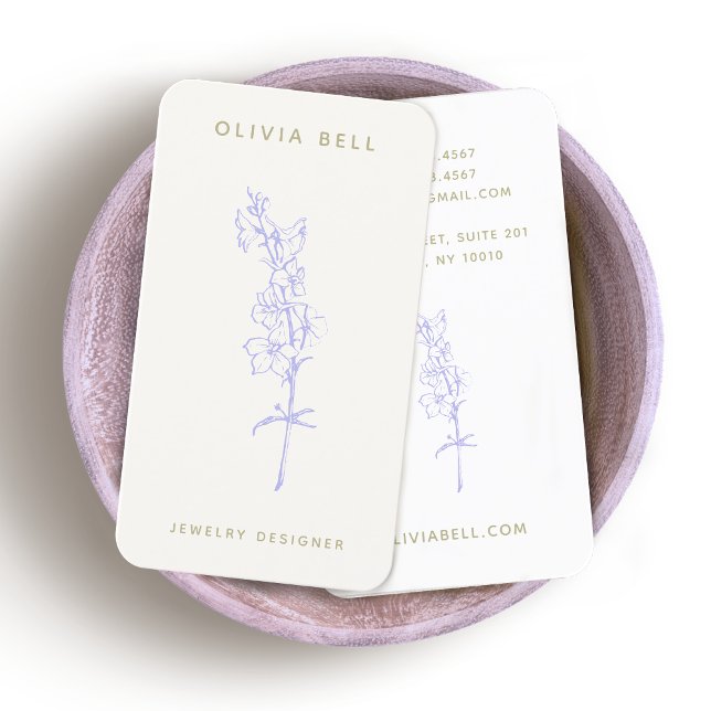 Elegant Floral Lavender Larkspur  Business Card (Creator Uploaded)