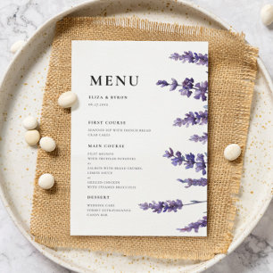 Elegant Floral Lavender Menu