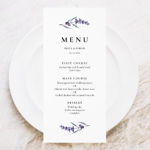 Elegant Floral Lavender Menu