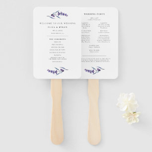 Elegant Floral Lavender Program & Wedding Party Hand Fan