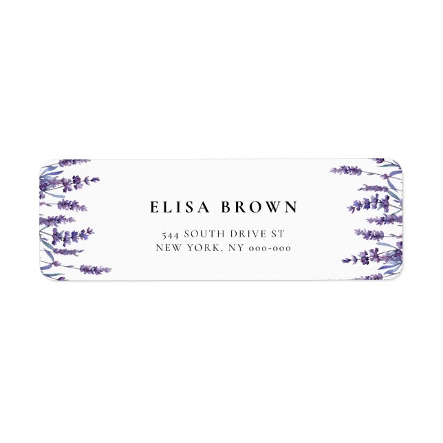 Elegant floral lavender return address (Front)