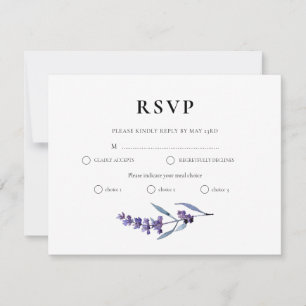 Elegant floral lavender RSVP card with meal choice