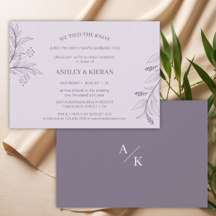 Elegant Floral Lavender We Tied the Knot Reception Invitation