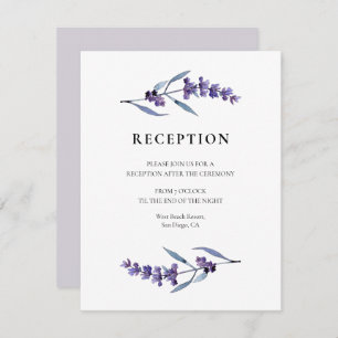 Elegant floral lavender wedding reception card