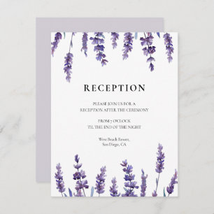 Elegant floral lavender wedding reception card