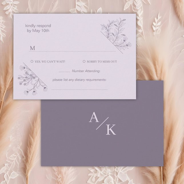Elegant Floral Lavender Wedding  RSVP Card (Creator Uploaded)