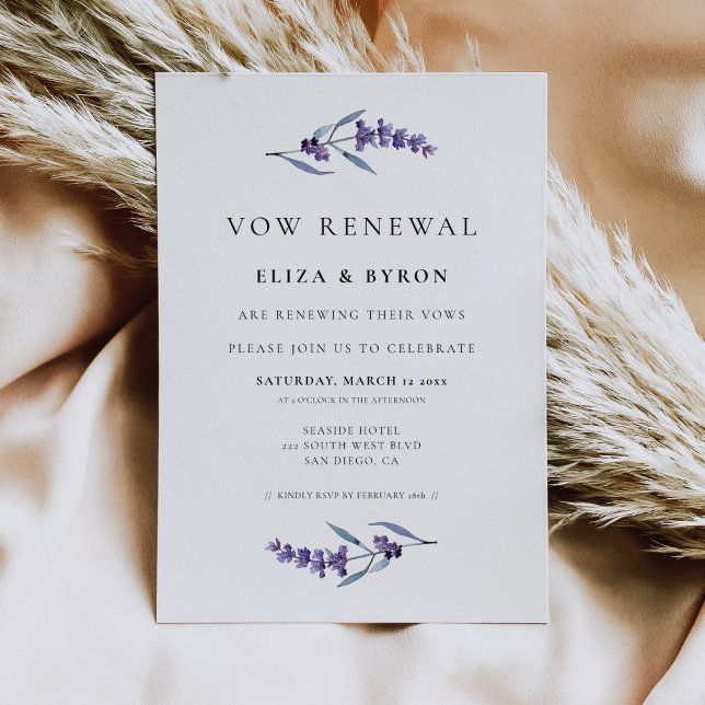 Elegant Floral Lavender Wedding Vow renewal Invitation (Creator Uploaded)