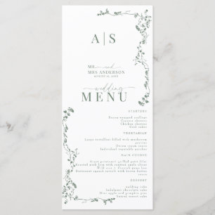 Elegant Floral Leaf Classic Wedding  Menu