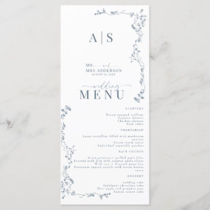 Elegant Floral Leaf Classic Wedding  Menu