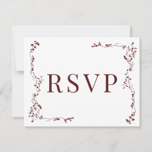 Elegant Floral Leaf Classic Wedding RSVP Card