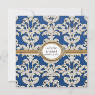 Elegant Floral Leaf Damask Baroque Gold Swirl Card
