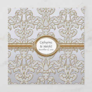 Elegant Floral Leaf Damask Baroque Gold Swirl Card