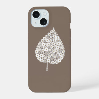 Elegant Floral Leaf Design – White and Soft Grey  iPhone 15 Case