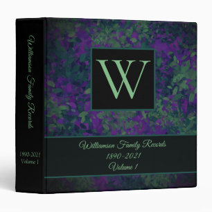 Elegant Floral Leafy Monogram Genealogy Family Binder