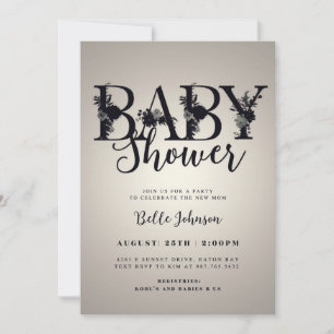 Elegant Floral Letters Baby Shower Invitation - Pe