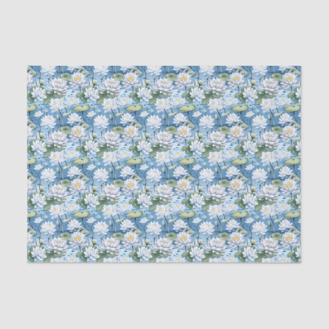 Elegant floral lotus flowers tiled  tissue paper (Front)