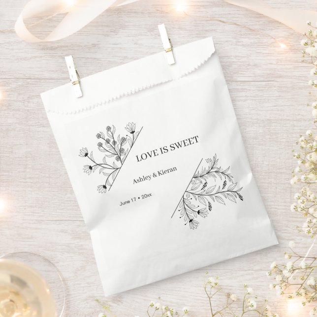 Elegant Floral Love is Sweet Wedding Favour Bag (Clipped)