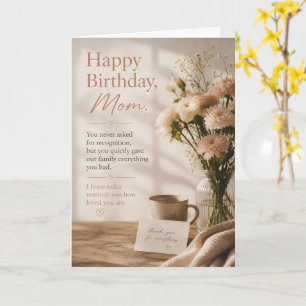 Elegant Floral Luxury Happy Birthday Mom Card