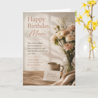 Elegant Floral Luxury Happy Birthday Mom Card