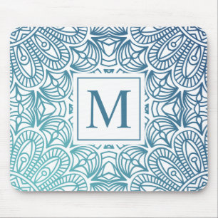 Elegant Floral Mandala Monogram Mousepad