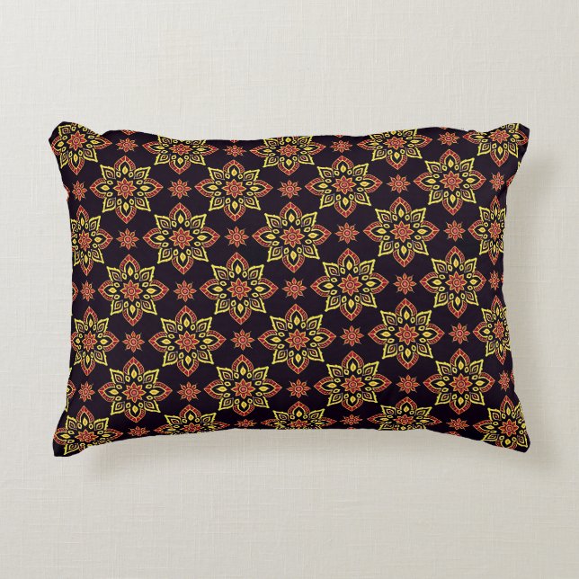 Elegant Floral Mandala Pattern Accent Pillow (Front)