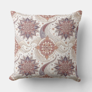 Elegant Floral Mandala Spiritual Design Pattern Throw Pillow