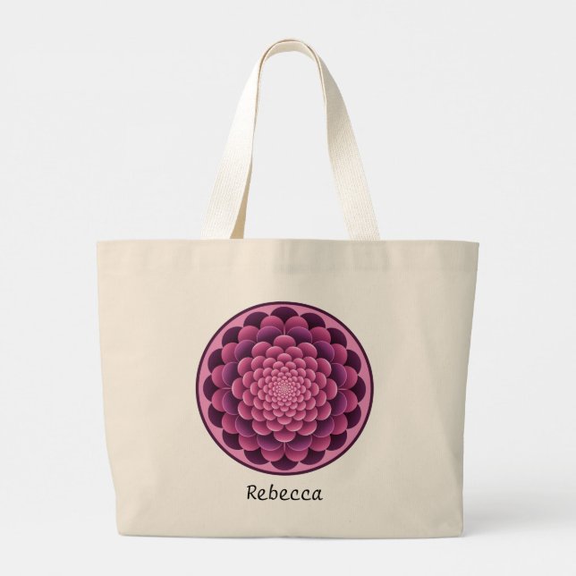 Elegant Floral Mandala Tote Bag with Editbale Name (Back)
