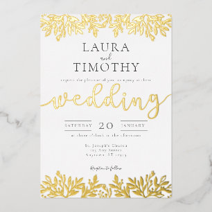 Elégant Floral Mariage Foil Invitation