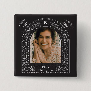 Elegant Floral Memorial 2 Inch Square Button