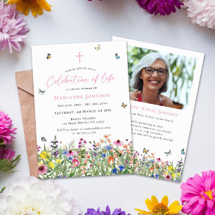 Elegant Floral Memorial Celebration of Life  Invitation