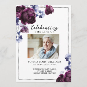 Elegant Floral Memorial Funeral Order of Service Program
