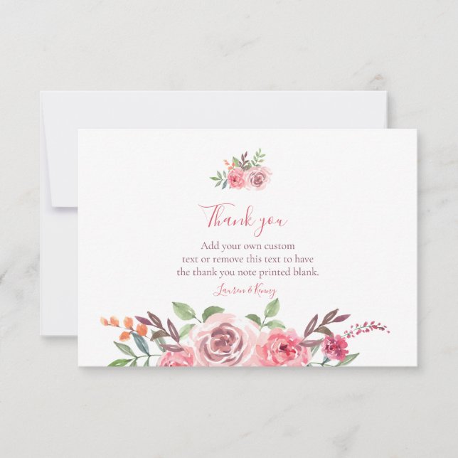 Elégant Floral Merci Cartes (Devant)