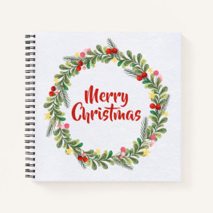 Elegant Floral Merry Christmas Notebook