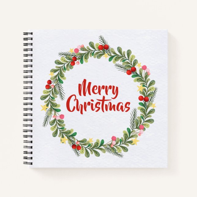 Elegant Floral Merry Christmas | Notebook (Front)
