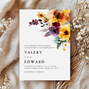 Elegant Floral Modern Fall Wedding Invitation