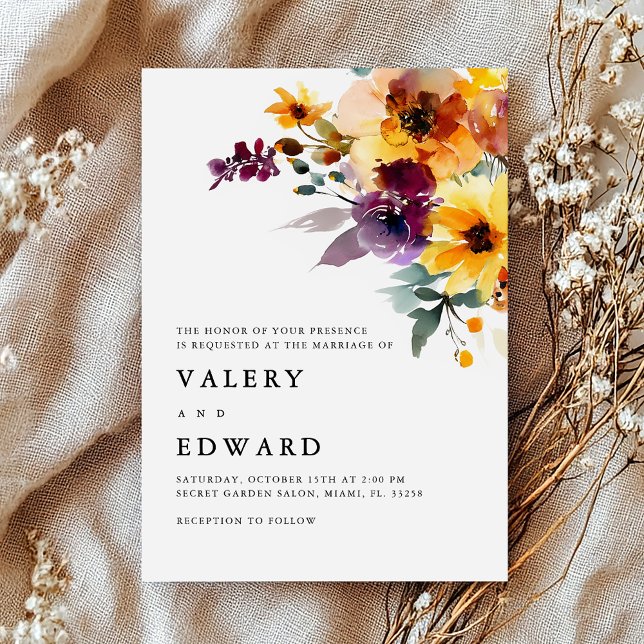 Elegant Floral Modern Fall Wedding Invitation (Creator Uploaded)