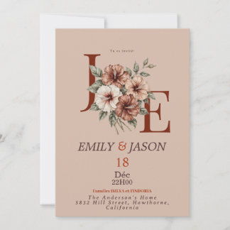 Elegant Floral Monogram Invitation