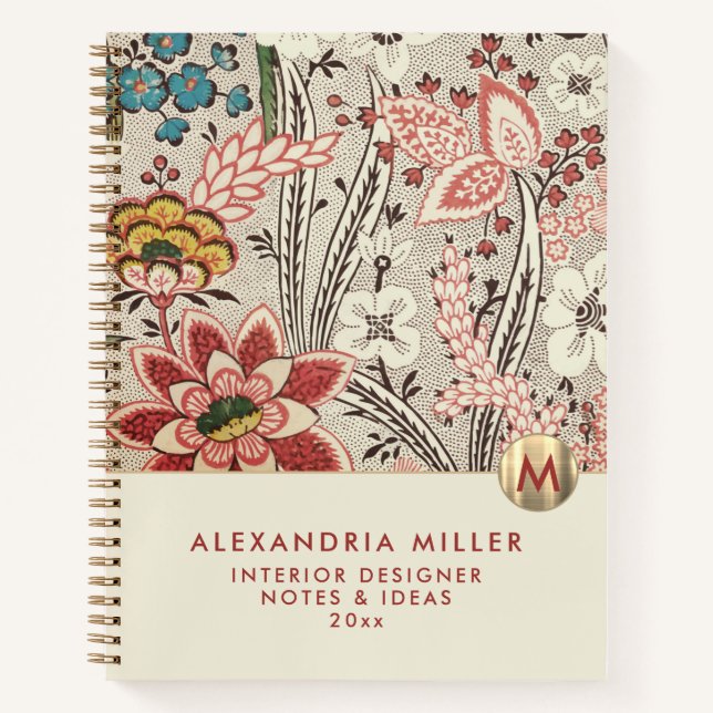 Elegant Floral Monogram Notebook (Front)