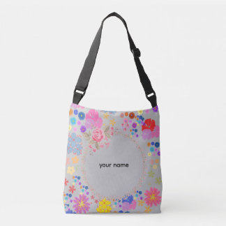 Elegant Floral Monogram Personalized Crossbody Bag