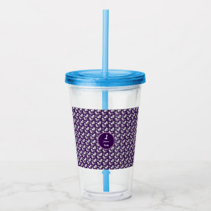 Elegant Floral Monogram Personalized Gift Design Acrylic Tumbler
