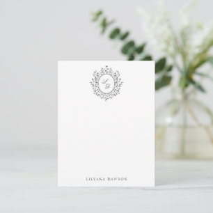 Elegant Floral Monogram Personalized Stationery Card